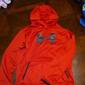 Boys Under Armour Red Hoodie with Black Logo